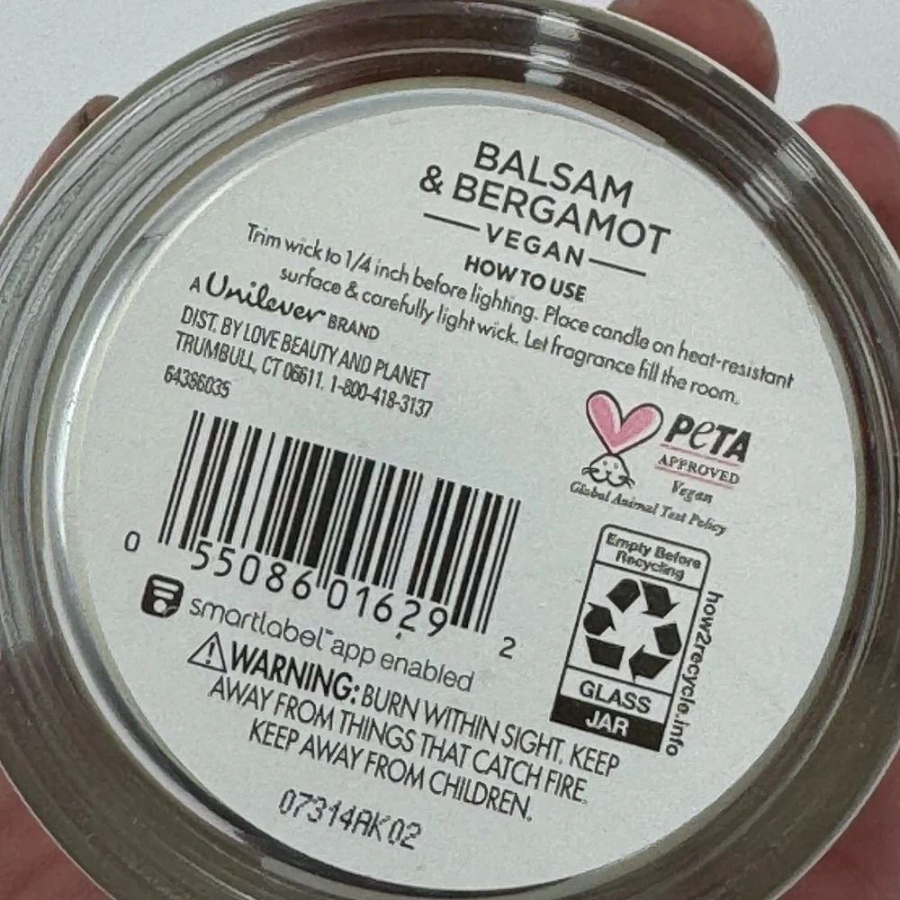 Beloved Balsam & Bergamot 1-Wick Soy Candle 7oz NWT Vegan